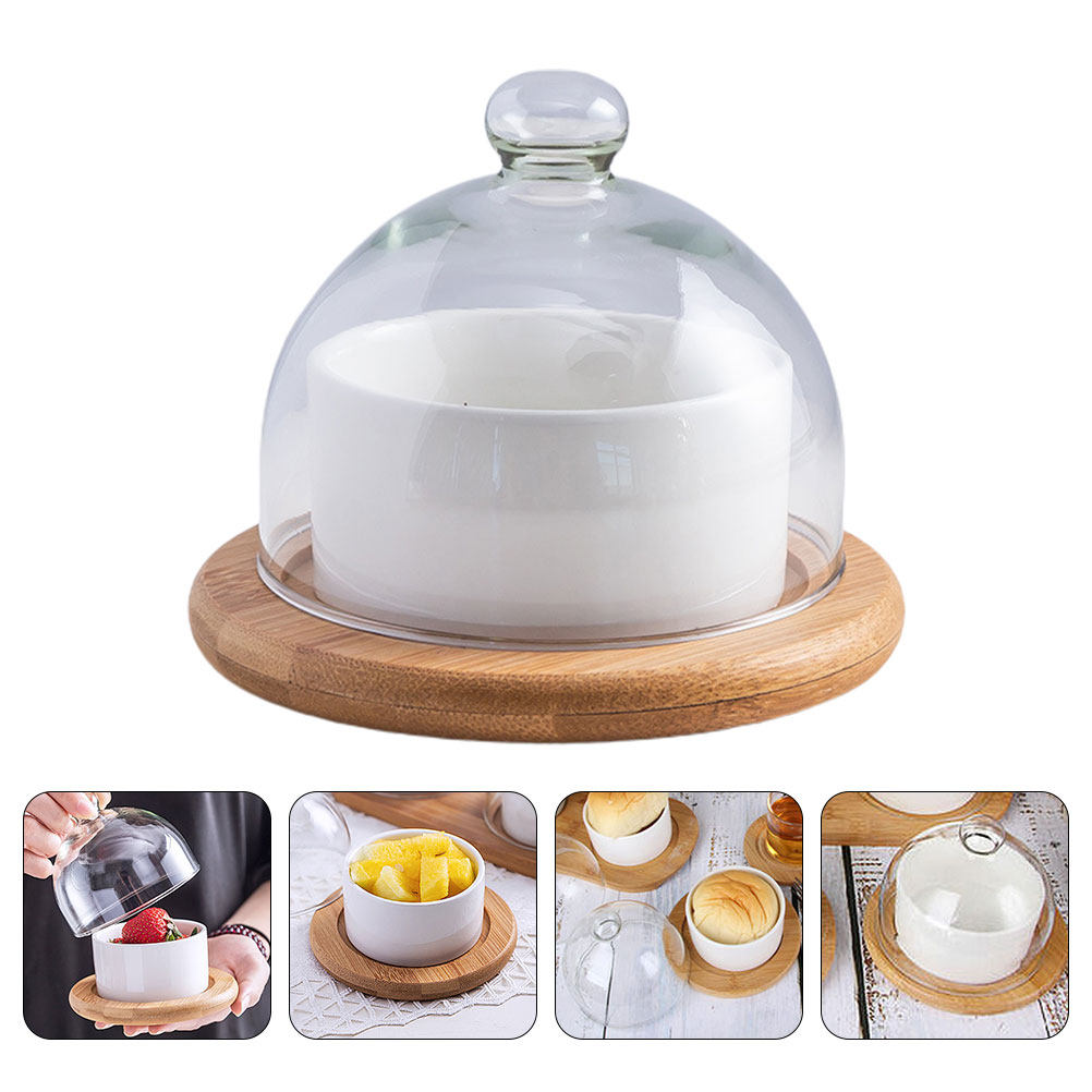 Plastic Dome Clear - Set Mangkuk Salad Keramik dengan Tutup